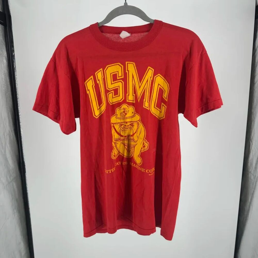 Vintage 90s USMC Marine Corps Bulldog T-Shirt Size Large